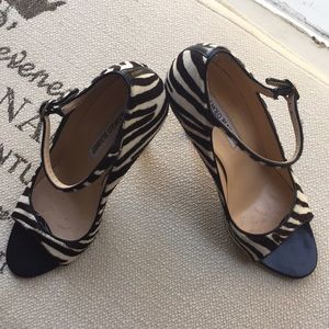 Manolo Blahnik zebra heels sandals 37.5